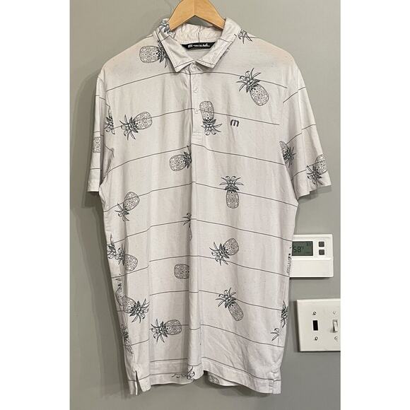 Travis Mathew Golf Polo Shirt Short Sleeve Active‎ Athleasure Pineapple Large - Picture 1 of 7